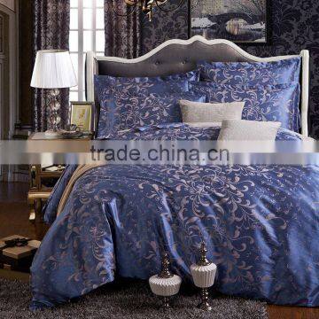 2016 jacquard lake blue satin 4pcs bedding sets including duvet cover bed sheet pillowcases set twin king queen full size.