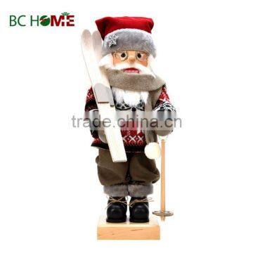 exquisitely crafted santa claus wooden Nutcracker with skis