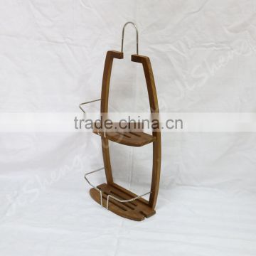 High Quality Teak wood shower caddy with steel