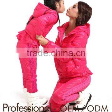 girls fashion and warm with thick cotton-padded clothes suit mother and daughter cotton coats and pants