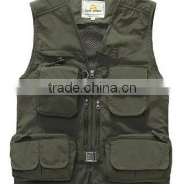 worested cotton and polyester hawking fishing hunting vest with multipockets