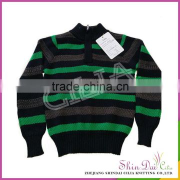 Factory free sample kids high neck knitting pattern sweater with zipper