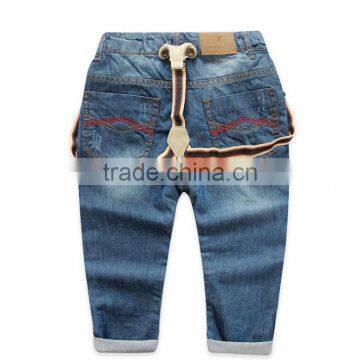 Casual Style Five Star Applique Washed Children Boy Jeans Suspenders Pants photo-2