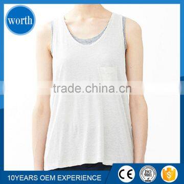 2015 Ladies Slim Fit Blank Women Tank Top With Pocket