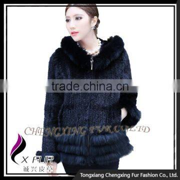 CX-G-A-191B Wholesale 2016 Hot Selling Knitted Mink Fur Hooded Zipper Womens Clothes photo-3