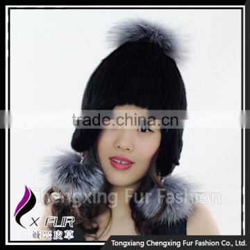 CX-C-42D Classic Real Mink Fur Customs Hats With Pom Poms photo-4
