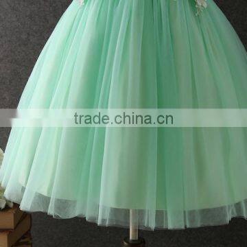 High Quality OEM Angel Green Short Sleeves Embroidery Flower Girls Party Dresses Lovely Fluffy Tulle Kids Frock Designs Pictures photo-5