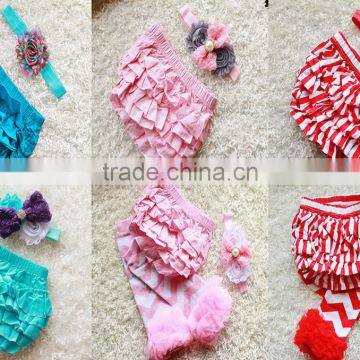 Full Ruffles Baby Underwear Boutique Clothing Solid Color Bloomers Match Headband