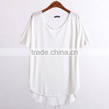 Wholesale Custom Summer Soft Short Sleeve Cotton Women T Shirts With Curved Hem photo-2