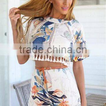 Wholesale - Women Beach Dresses Holiday Dresses Hot Fashion Women Crop Top Midi Skirt Set Summer Holiday Beach Sexy Sets Trendy photo-2