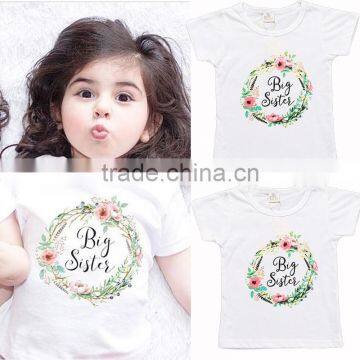 S17516A Children T-Shirt Cotton Tee Floral Kids Clothes White Toddler T-Shirt