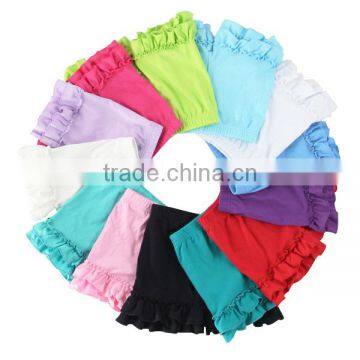 2017 new fashion little girls clothing cotton solid blank many colors girls ruffle shorts