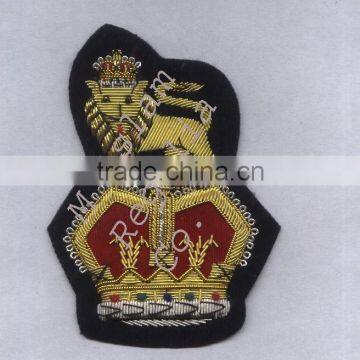 Hand Embroidery Lion & Crown Badge