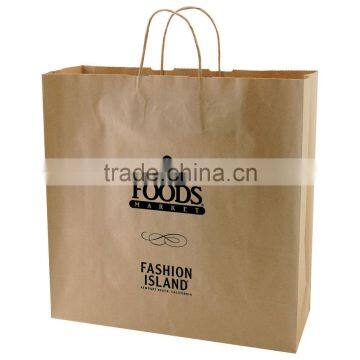 USA Made Natural Kraft Shopping Bag - dimensions are 16" x 6" x 15.8" and comes with your logo.