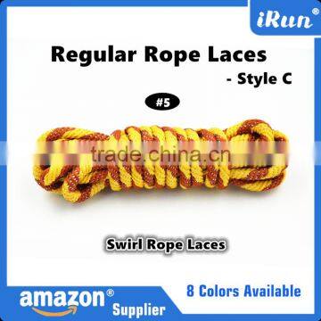 Amazon Swirl Rope Laces - 100% Polyester Yellow Rope Sneaker Shoelace for Sports Boots & Caravan Shoes - Accept Custom