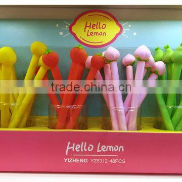 Creative Cute Novel Fruit Pear Peach Orange Strawberry Shape Gel Pen Gift for School Kids photo-3