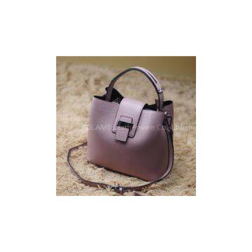 Turn Lock Leather Bucket Bag