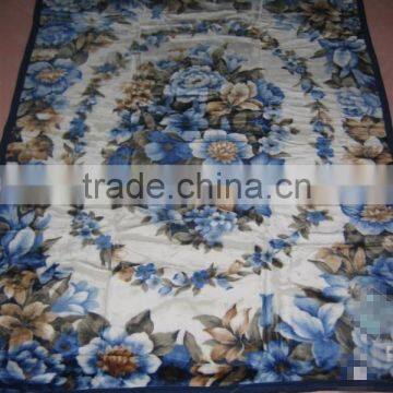 full size knitted raschel flowers printed blanket