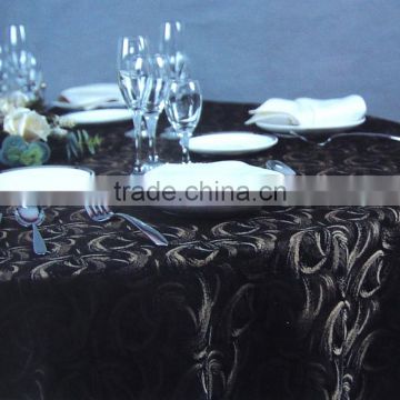 Wholesale customized Table Linens Polyester Jacquard round black TableCloths Damask cloth Table Covers