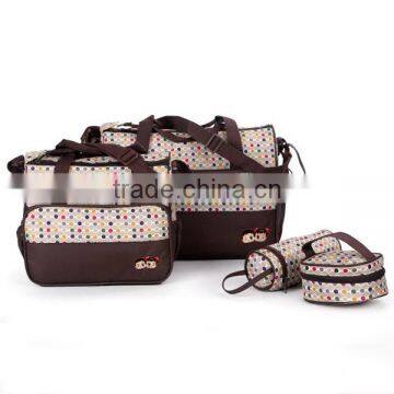 Newest Desgin Brown 5pcs Multi-Function Baby changing bag