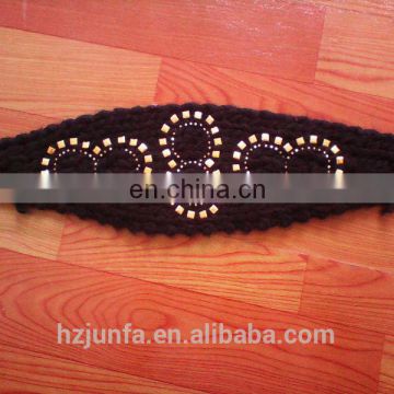 ladies knitted acrylic simple soft hairband with diamond-ironing