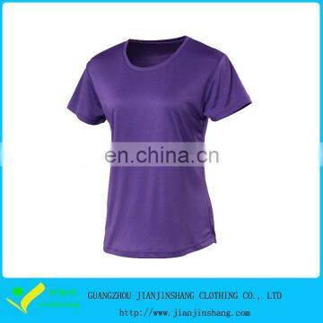 100% Polyester Purple Color Plain O Neck Woman's T Shirts Hot Selling