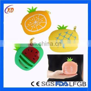 silicone rubber coin sorter purse/fruit printed purse