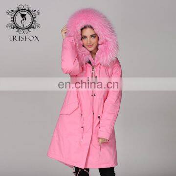 2017 Top Class Ladies Real Raccoon Fur Hooded Fashionable Winter Coats