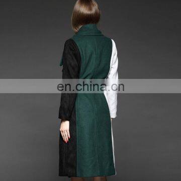 Woolen Clothes Designs for Ladies Long Mix Color Wool Trench Coat photo-3