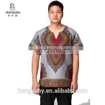 factory supply african traditional print short sleeve men dashiki Tshirt