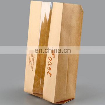 Heat Sealing Stand Up Kraft Paper Bag Greaseproof Paper Bag For Toasted Food With Plastic Window