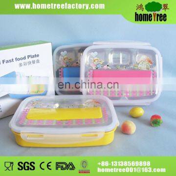 Stainless Steel Kids Bento Lunch Box 5 Compartment Fast Food Tray Plate With Lock Spoon And Fork photo-3