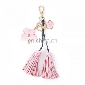 Creative Pendant Five Petal Flower PU Leather Fringed Keychain Bag Pendant Ornaments photo-5