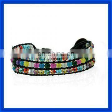 new 2014 Make Leather Wrap Beaded Bracelets TPCL102#