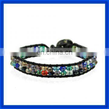 new 2014 Colorful Crystal Bicone Beads Wrap Bracelet with Button TPCL124#