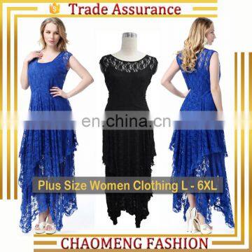 6013# Black Sleeveless Two Piece Fat & Big Women Lace Maxi Dress Patterns Designer One Piece Party Dress Plus Size Clothing