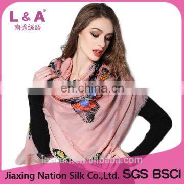 Pink Butterfly Digital Printing Scarf