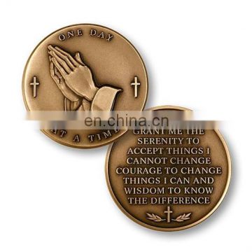 Antique Brass Embossed Serenity Prayer Coin