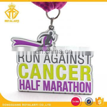 Run Against Cancer Half Marathon Medal with Soft Enamel