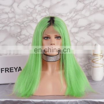 whosale price 2018 hot selling green color natural hairline full lace wig