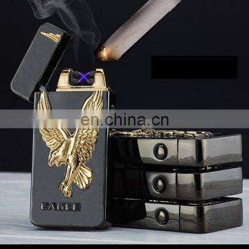Three-dimensional Relief Double Arc Pulse Windproof USB Charging Cigarette Lighter