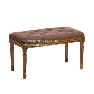 Velvet Ottoman Stool with Buttons