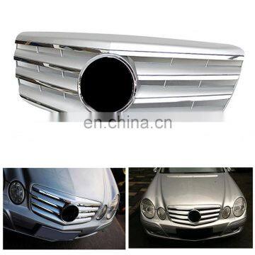 4-PIN Front Grille Grill Silver Fit 2007 2008 2009 ha for Mercedes-Benz E Class W211