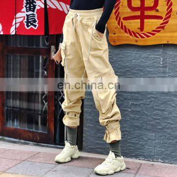 TWOTWINSTYLE Casual Trousers For Women High Waist Bandage Chain Eyelets Elastic Ankle Length photo-2