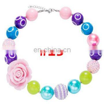 Valentine'sDay Baby Girl Necklace Kids Pink Chunky Bubblegum Beads Necklace Love Hear Pendants 35Styles photo-6