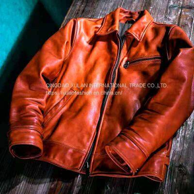 2021 High Quality Classic Men's Genuine Cowhide Leather Jacket photo-4
