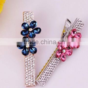 2015 new model F Fashion duckbill hair barrette piMYJ0003n wholesale two flowers full diamond w