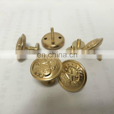 Custom Loop Sewing Brass Engraved Sew Military Uniform Screw Logo Shank Button