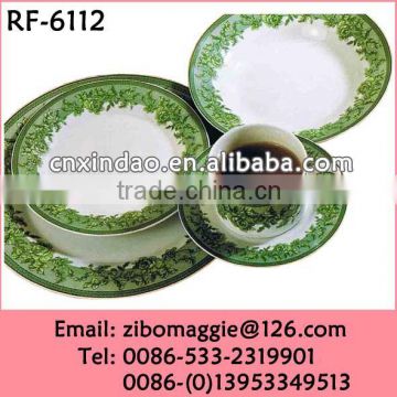 20ocs Round Shape Luxury Porcelain Dinner Set with Custom Flower Print for Gift