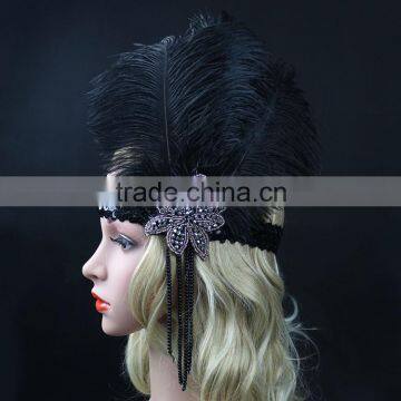Hot Sale Female Indian Tassel Beads Sequinned With Feather Hair Headband photo-2
